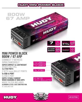Preview: HUDY MINI POWER BLOCK 800W / 67 AMP - EU PLUG HUDY - Netzgerät
