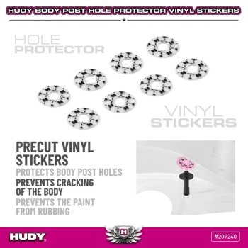 HUDY BODY POST HOLE PROTECTOR VINYL STICKER 7x16x0.5MM (8) XRAY