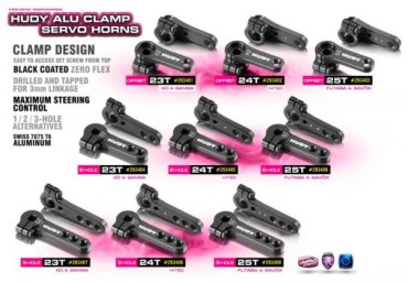 Alu Klemm-Servohorn - Hitec - 2-Loch M3 - 24T (15mm + 19mm)