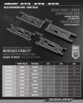 Preview: XT2 COMPOSITE SUSPENSION ARM FRONT LOWER - SOLID - MEDIUM XRAY