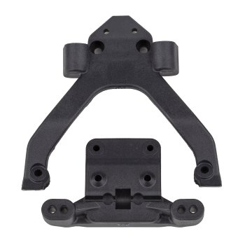 Team Associated RC10B6.4 FT Front Top Plate and Ballstud Mount, angled, carbon