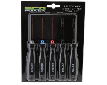 5 Piece Hex and Nut Driver Tool Set EcoPower (1.5, 2.0, 2.5mm Hex and 5.5, 7mm Nut Drivers)