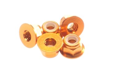 Hiro Seiko 4mm Alloy Flange Nylon Nut [Orange] ( 5 pcs)