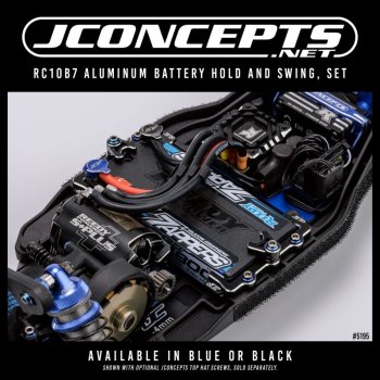 Preview: Aluminum battery hold and swing, set black JConcepts RC10B7 / T7 / B7.1