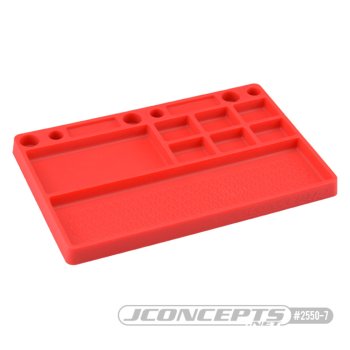 Jconcepts parts tray, rubber material - red