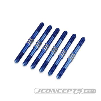 JConcepts 3.5 x 46mm Fin Titanium turnbuckle set, blue - 6pc (Fits ? Team Associated B6.4 w/ 3.5 thread ball cups)