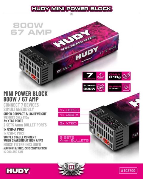 HUDY MINI POWER BLOCK 800W / 67 AMP - EU PLUG HUDY - Netzgerät