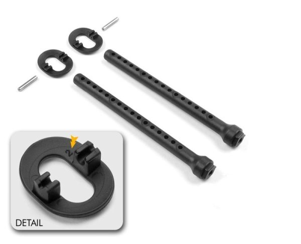 Karosseriebefestigungsset +2mm Höhenverstellung, v XRAY