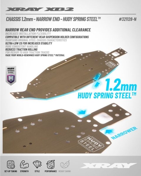 XB2'26 CHASSIS 1.2MM - HUDY SPRING STEEL XRAY