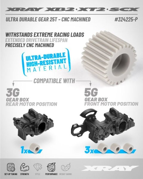 ULTRA DURABLE GEAR 25T - MACHINED XRAY