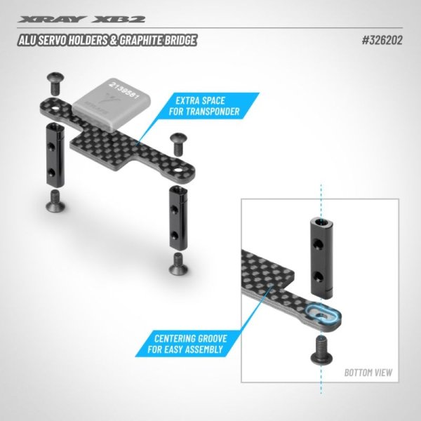 XB2'24 Alu Servo Holders & Graphite Bridge XRAY