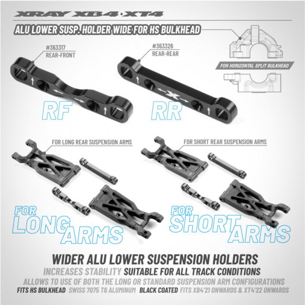 ALU LOWER SUSP. HOLDER WIDE FOR HORIZONTAL SPLIT BULKHEAD (HS) - REAR-REAR