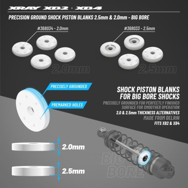 PRECISION GROUND SHOCK PISTON BLANKS 2.5MM - BIG BORE (4) XRAY