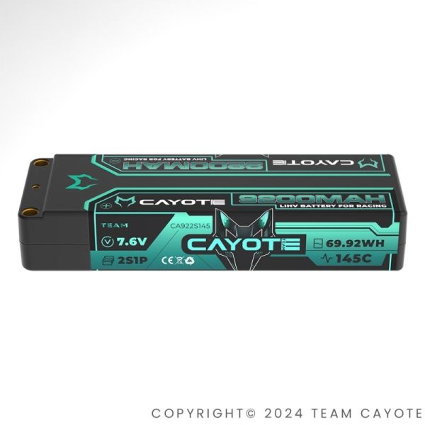 Racing LiPo Batterie, 145C, 9200mAh, 7.6V, 69.92Wh CAYOTE (138.5x46.5x24.8mm / 325g)