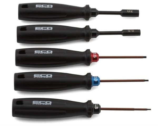 5 Piece Hex and Nut Driver Tool Set EcoPower (1.5, 2.0, 2.5mm Hex and 5.5, 7mm Nut Drivers)