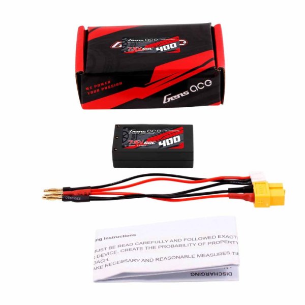 Gens ace 400mAh 2S1P HV 60C lipo battery with XT60 Plug