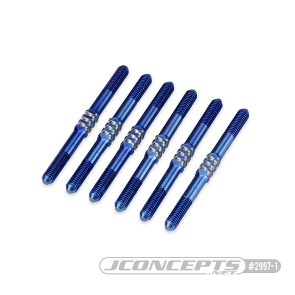 JConcepts 3.5 x 46mm Fin Titanium turnbuckle set, blue - 6pc (Fits ? Team Associated B6.4 w/ 3.5 thread ball cups)