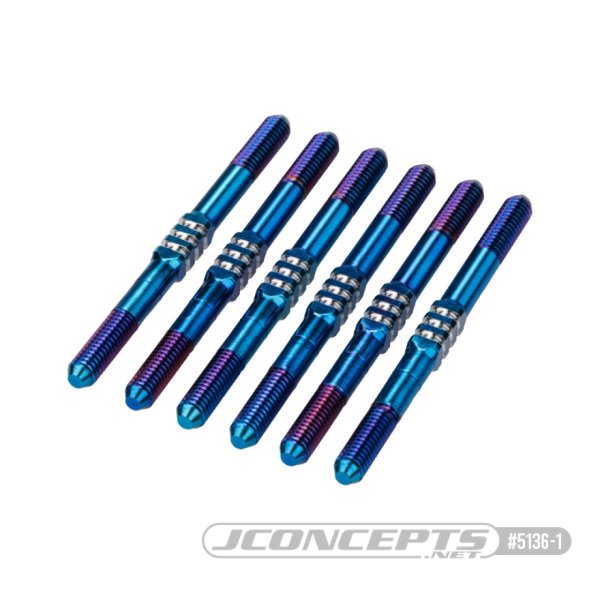 JConcepts RC10B7 3.5 x 48mm Fin Titanium turnbuckle, 6pc. - Burnt Blue / black