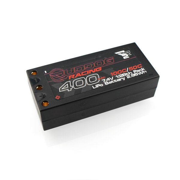 RUDDOG Racing RR2 400mAh 100C/50C 7.4V 1/28th Pack LiPo Battery
